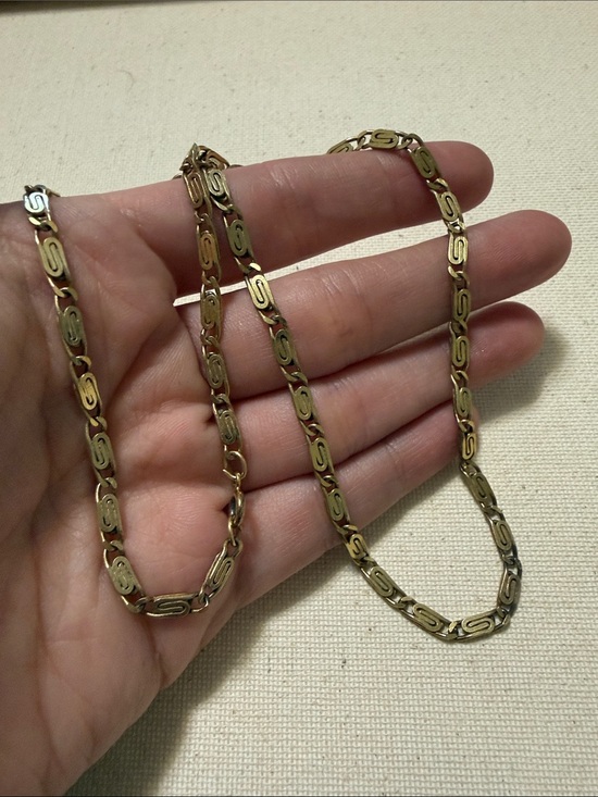 925 Sterling Silver Jewelry - Sterling Silver 925 Gold Toned Link Necklace 17’ inch